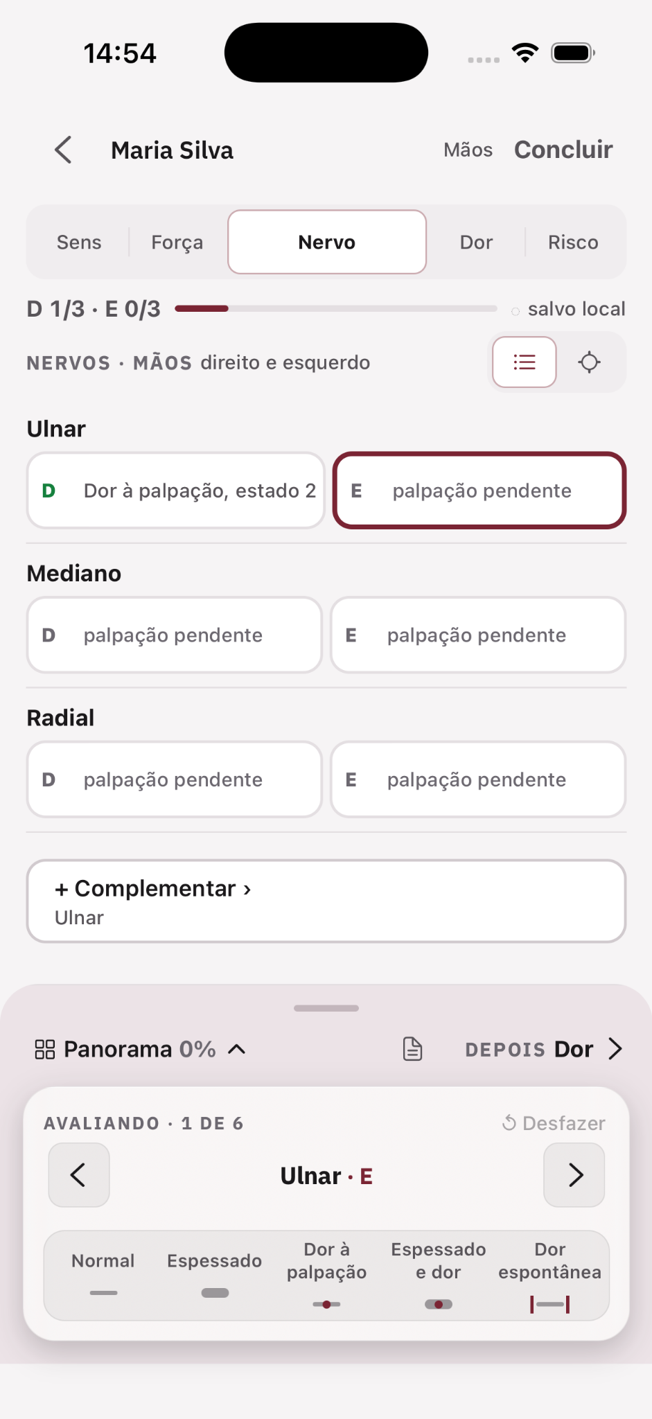 Avaliação do estado dos nervos